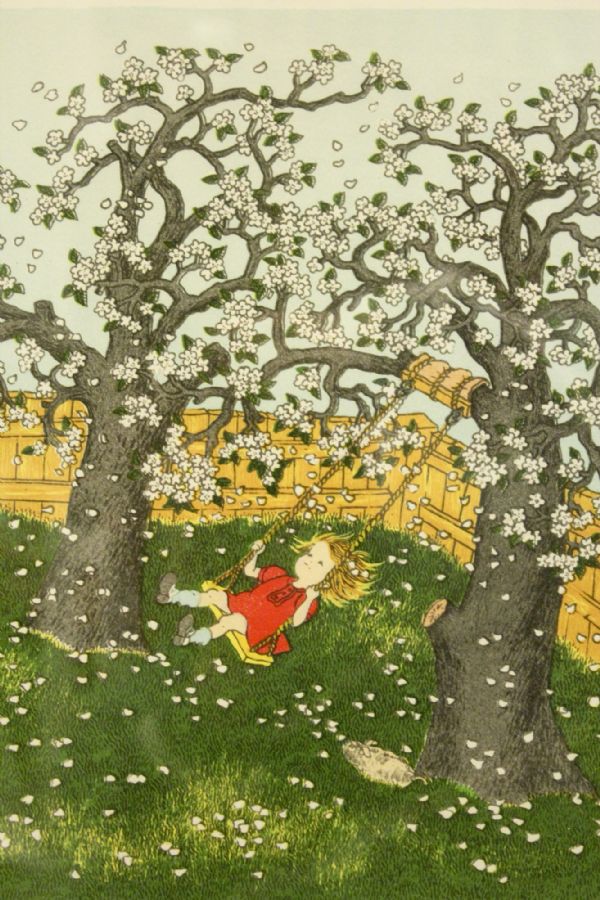 Färglitografi , Ilon Wikland (f. 1930), 31/110, Lotta på Bråkamakargatan, motivets mått: 30x29